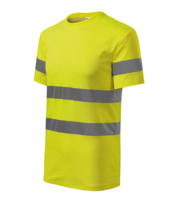 Fluorescenčné žlté reflexné tričko RIMECK HV Protect so striebornými pruhmi 3M – pohľad zošikma