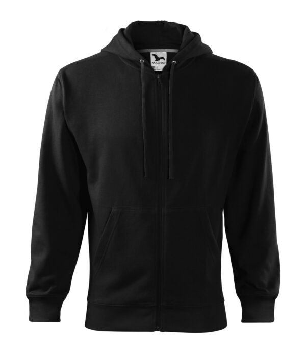 Pánska mikina MALFINI Trendy Zipper – čierna, pohľad spredu