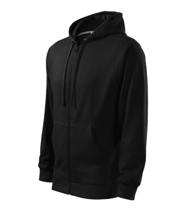Čierna pánska mikina MALFINI Trendy Zipper s kapucňou a zipsom po celej dĺžke – pohľad zboku