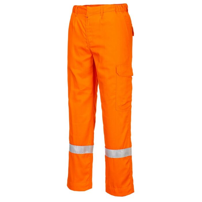 Nehorľavé antistatické nohavice Portwest FR412, oranžové, spredu