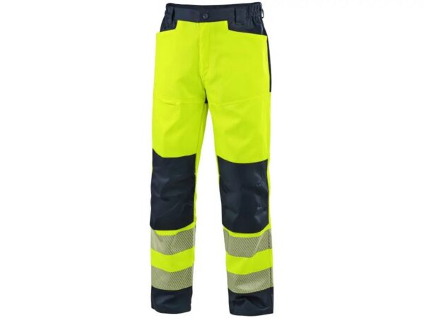 Žlto-modré letné výstražné nohavice CXS HALIFAX spredu
