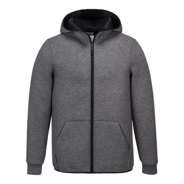 Sivá mikina na zips s kapucňou Portwest KX3 Technical Fleece T831, spredu