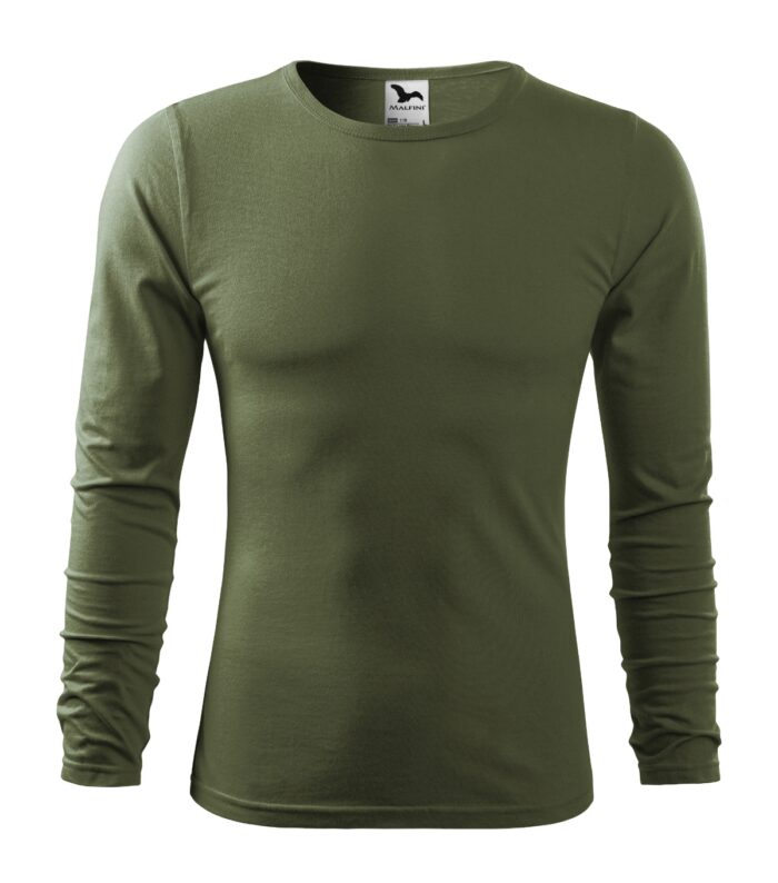 Pánske tričko s dlhým rukávom MALFINI Fit-T LS 119 vo farbe khaki – pohľad spredu