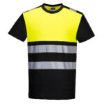 Čierno-žlté reflexné tričko Portwest PW311 Cotton Comfort