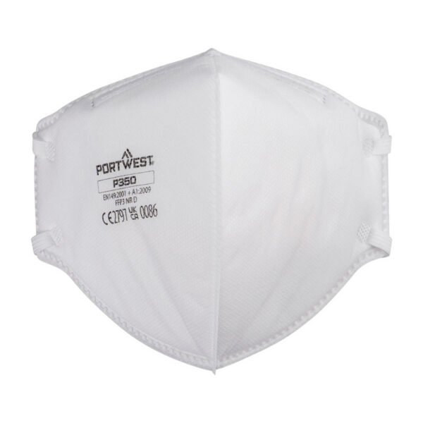 Biely skladací respirátor Portwest P350 Dolomite FFP3 bez ventilu, pohľad spredu
