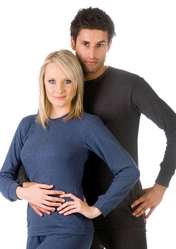 Modrý termo nátelník EVONA Falun s dlhým rukávom na modelke